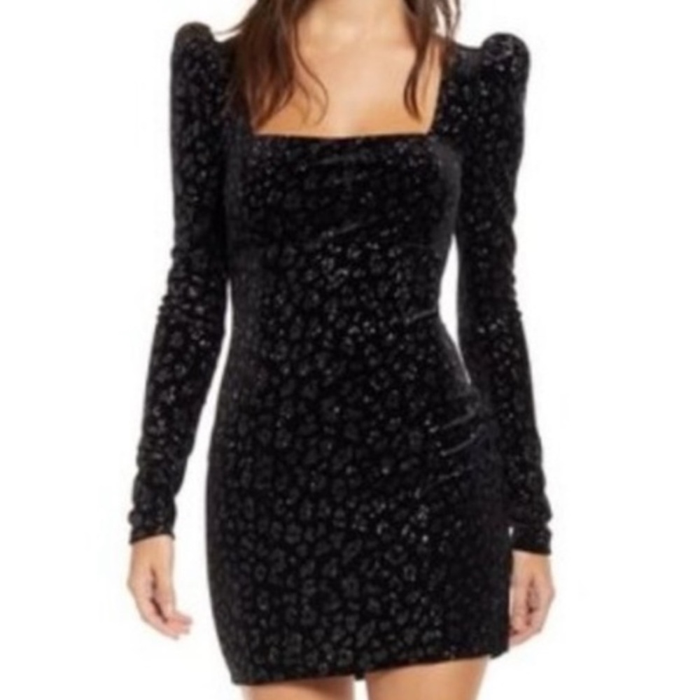 Nordstrom Black Glitter Long Sleeve Dress
